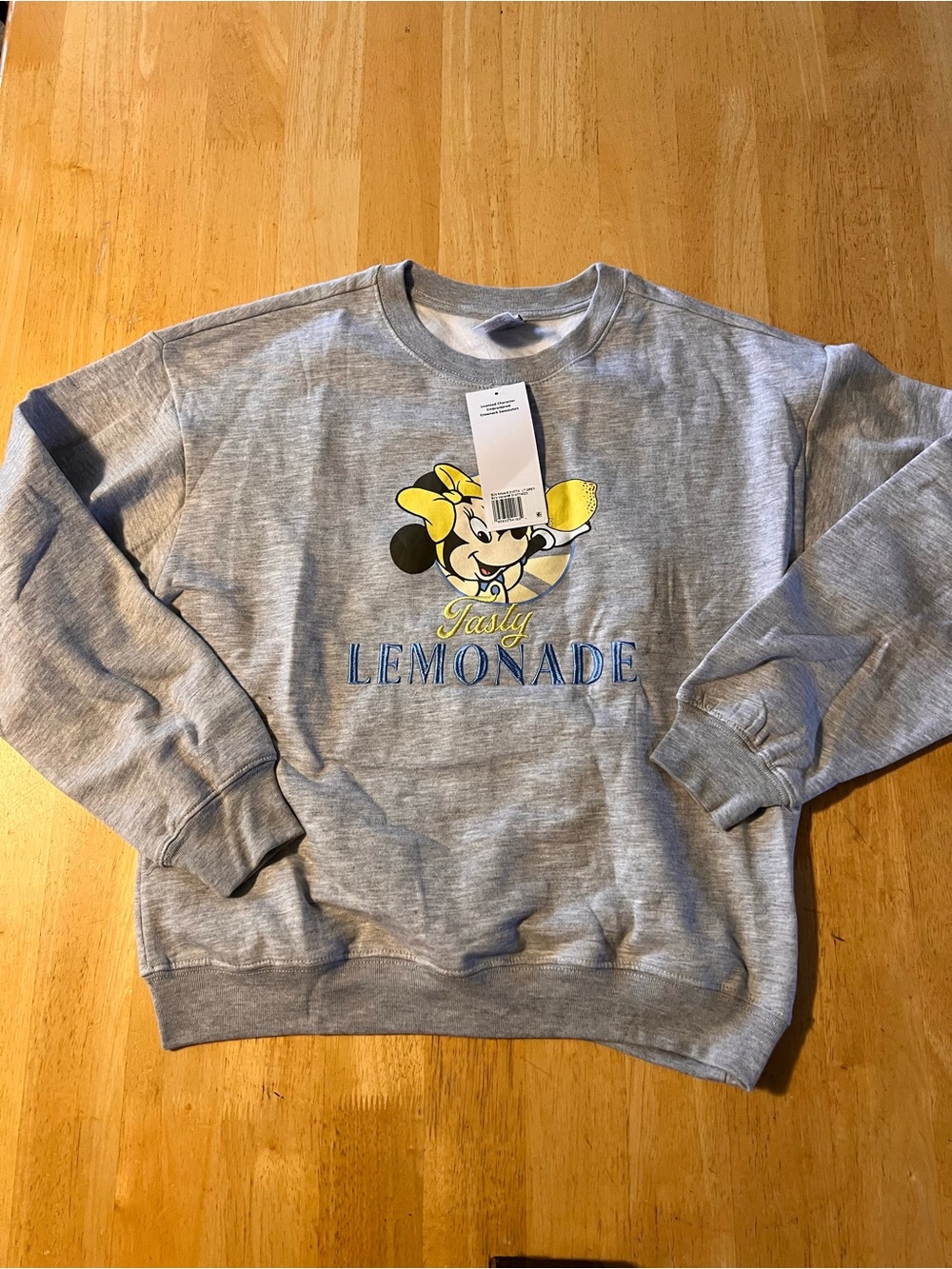 Disney Gray Crewneck Sweatshirt with Minnie 'Tasty Lemonade' Graphic